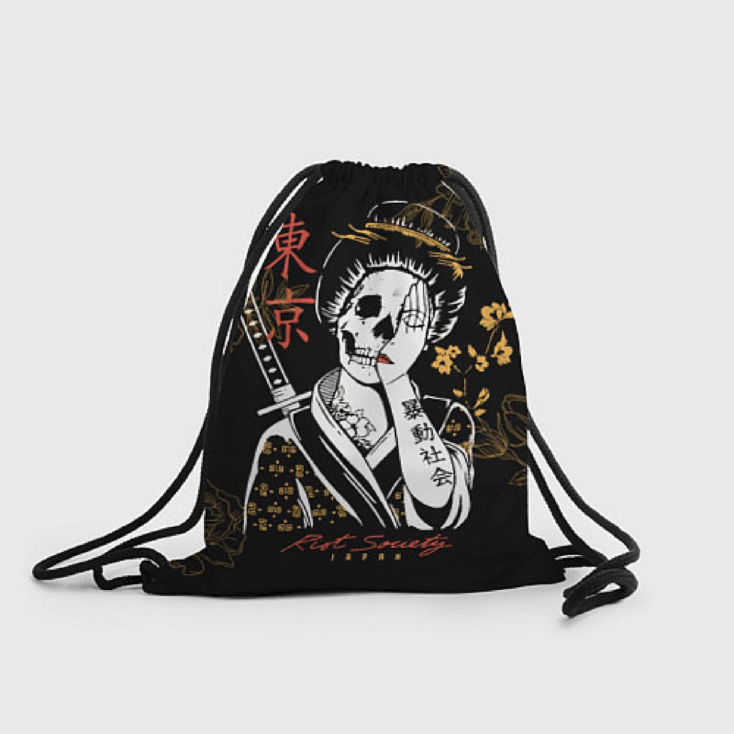 Tokyo Inspired Luxury Geisha Skull Digital Artwork