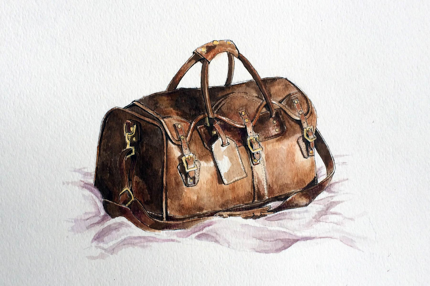 Vintage Leather Duffel Bag Digital Artwork