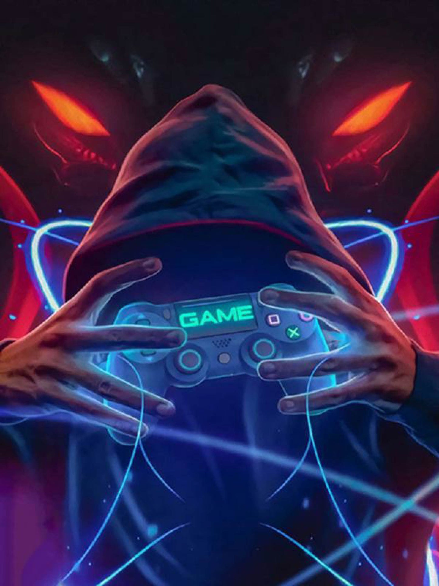 Mystic Gamer Digital Artwork with Futuristic Glow