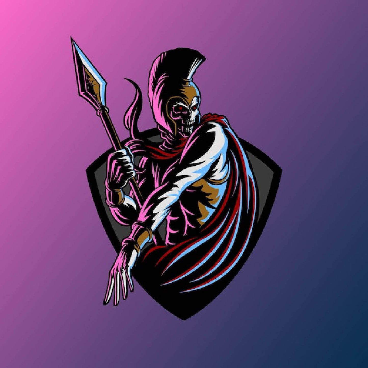 Skeleton Spartan Warrior Artwork – Dark Fantasy Gladiator Art