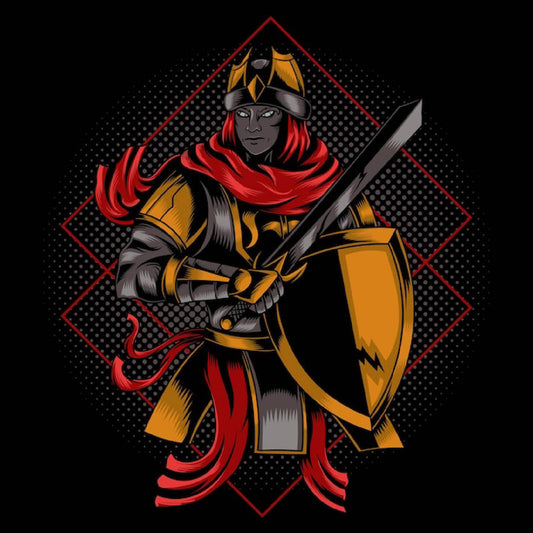 Medieval Fantasy Knight Digital Artwork – Sword & Shield Warrior