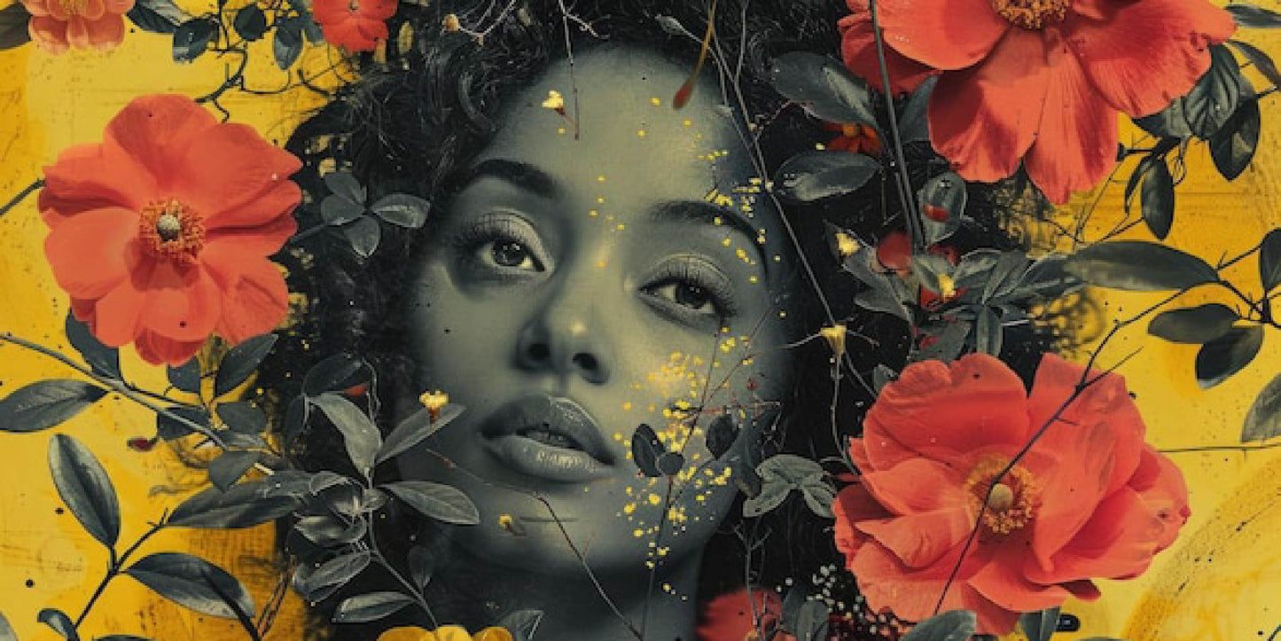 Nature Inspired Digital Artwork – Woman & Blossoms