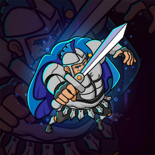 Epic Sword Warrior Digital Art Print – Heroic Fighter
