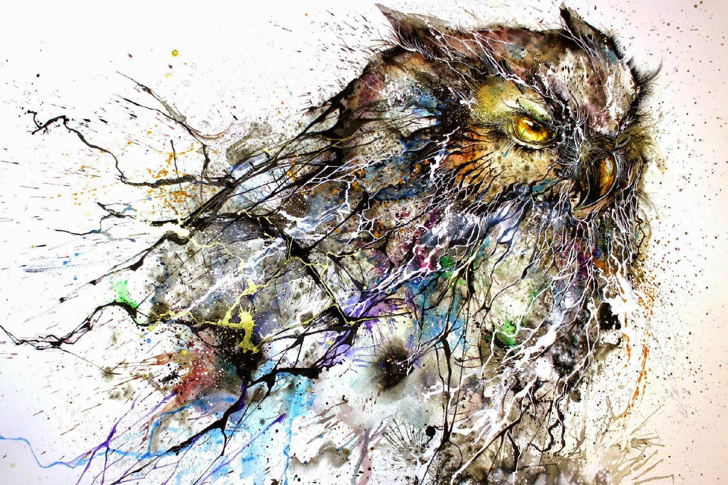 Handcrafted Style Abstract Owl Digital Artwork