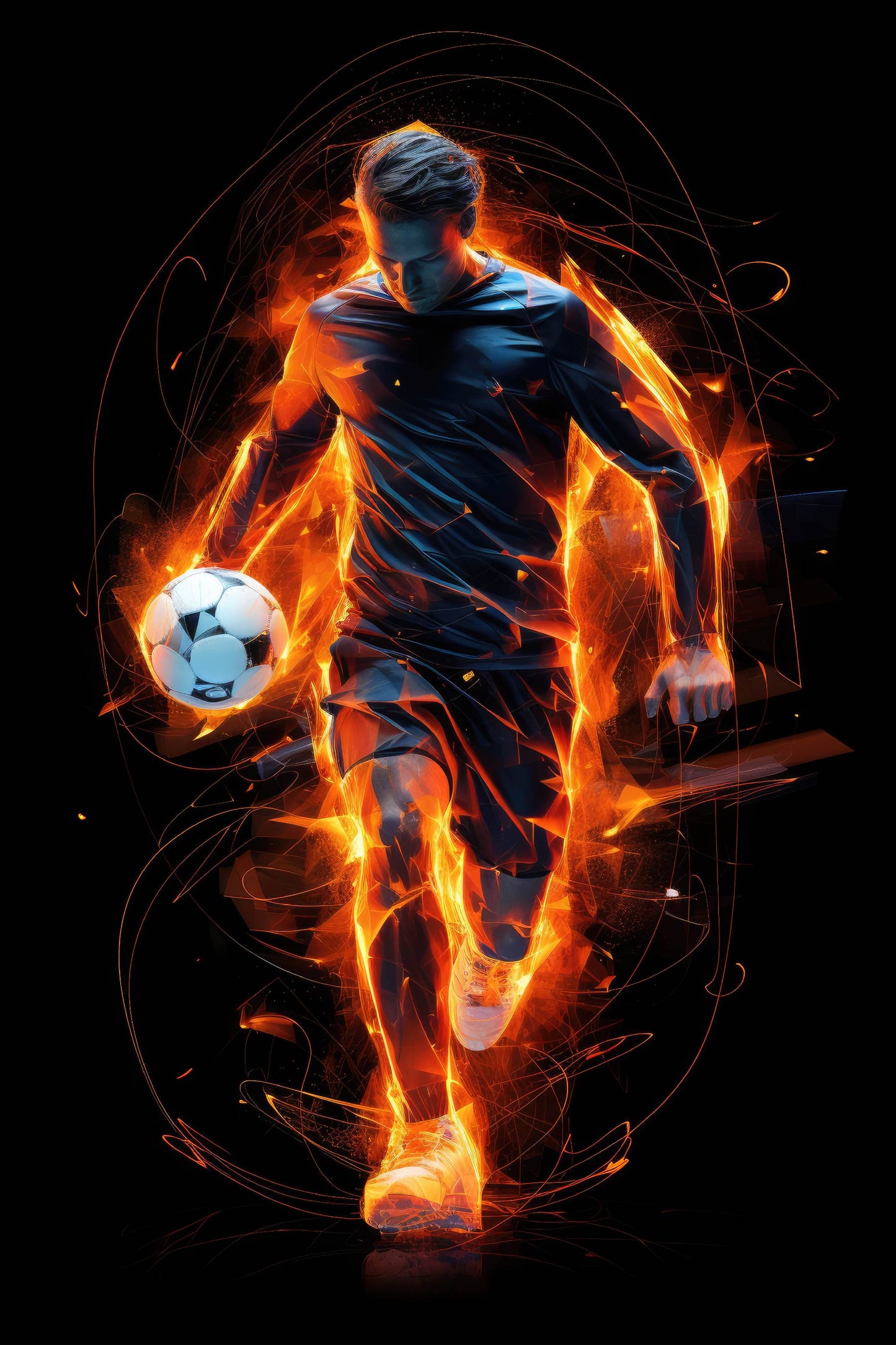 Intense Football Digital Artwork in Motion