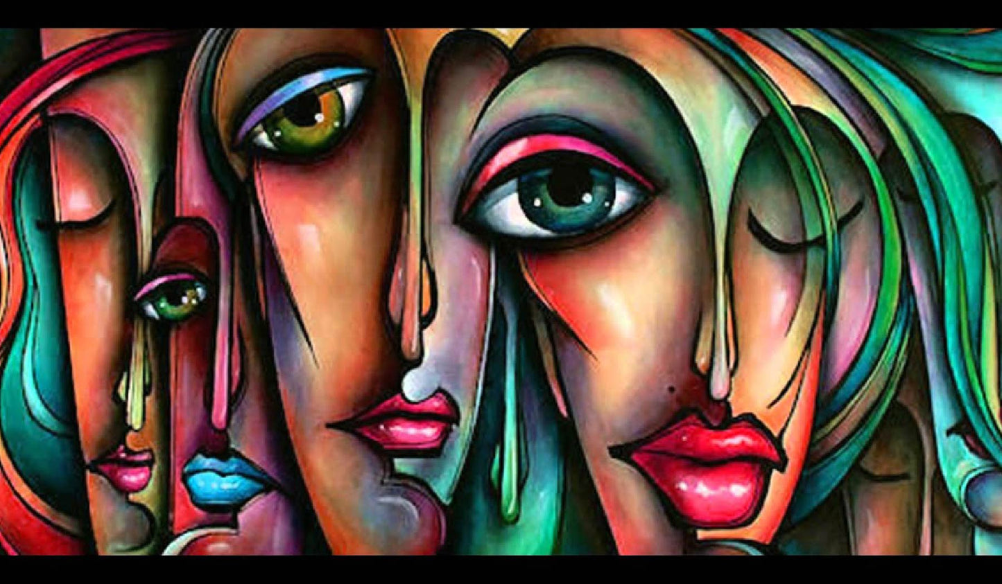 Vivid Abstract Faces Digital Artwork