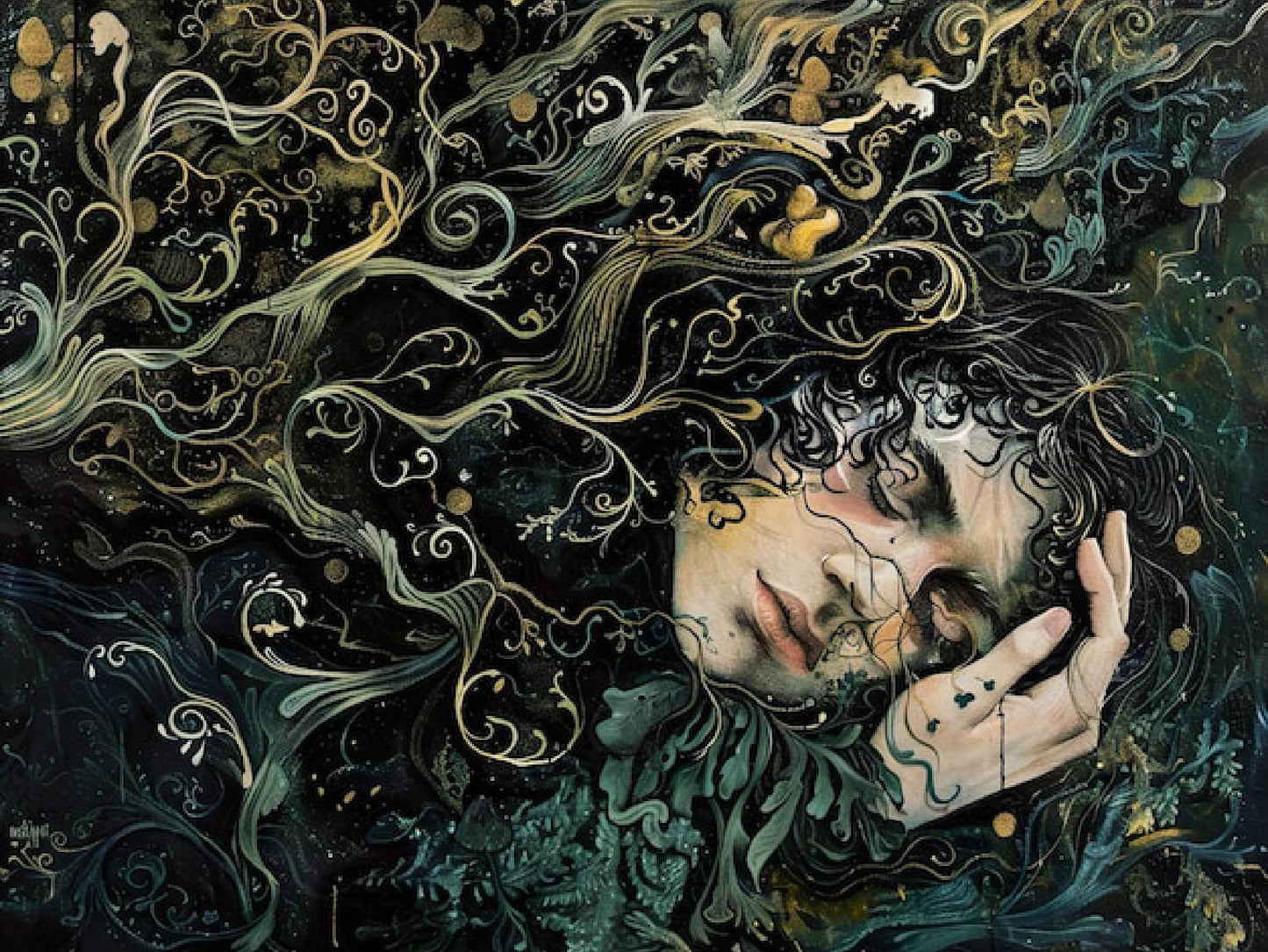 Surreal Botanical Digital Artwork – The Face of Dreams