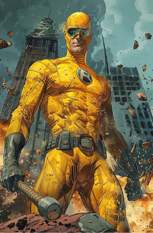 Yellow Superhero Comic Digital Artwork