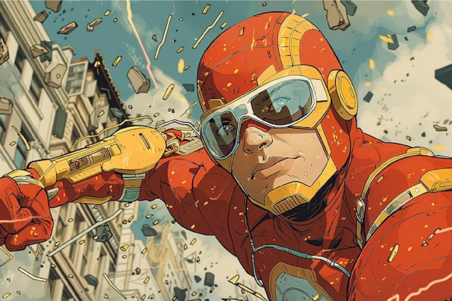 Comic Inspired Superhero Artwork – Red & Gold Hero Digital Print