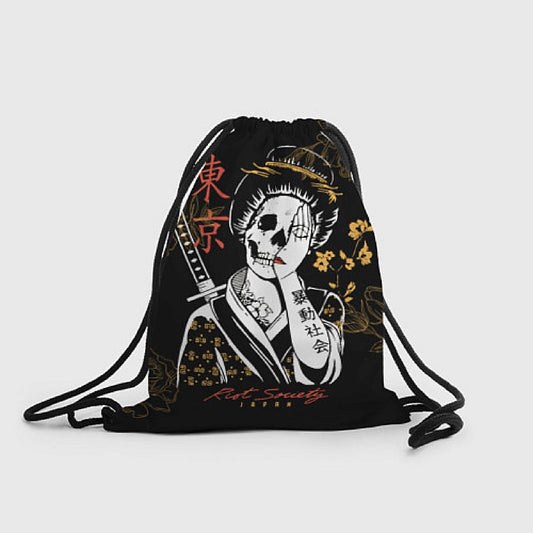 Tokyo Inspired Luxury Geisha Skull Digital Artwork