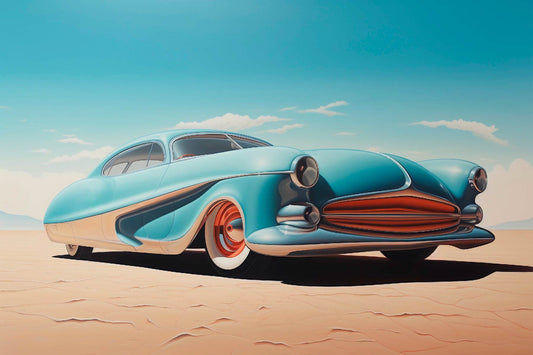 Classic Car Digital Artwork in Desert Landscape