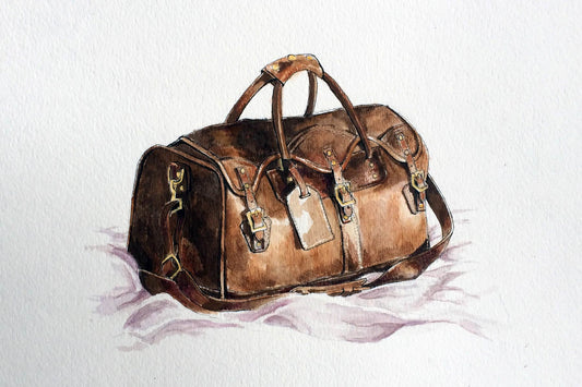 Vintage Leather Duffel Bag Digital Artwork