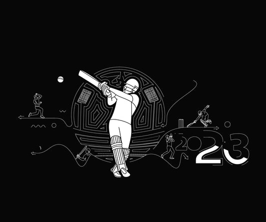 Cricket Digital Artwork – Bold Line Art of a Batsman Swing