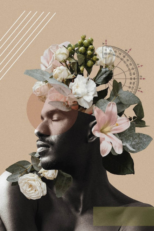 Surreal Botanical Headpiece Digital Collage Artwork