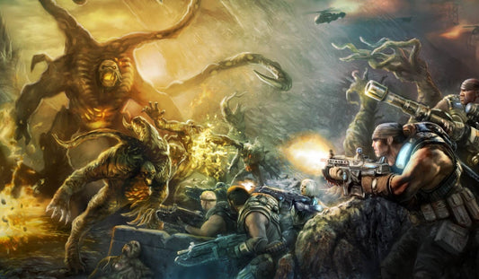 Sci-Fi War Digital Artwork with Epic Monsters