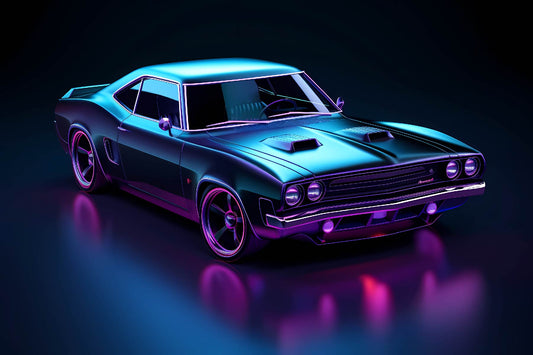 Cyberpunk Muscle Car Digital Artwork