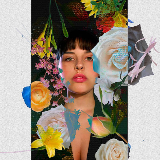 Floral Portrait Digital Artwork with Vibrant Roses and Lilies