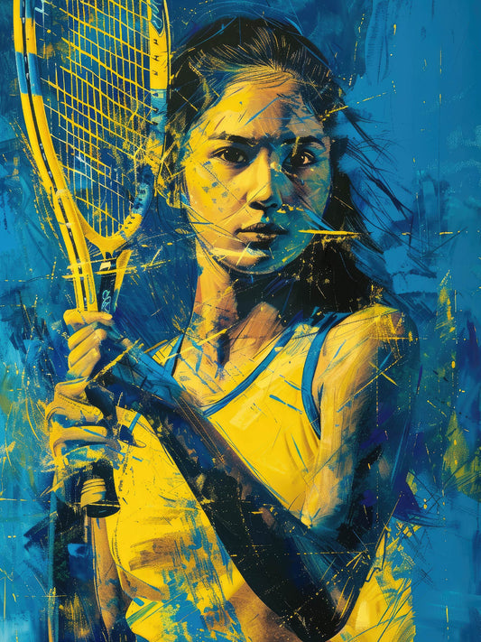 Abstract Tennis Digital Artwork of a Female Player