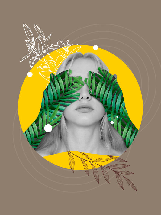Contemporary Botanical Digital Collage Artwork for Home Decor