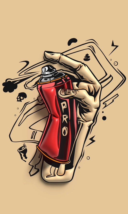 Street Art Digital Illustration Artwork – Spray Paint Can Design