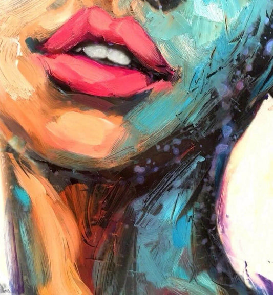 Luxury Digital Artwork Featuring Vibrant Lips and Abstract Expression