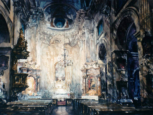 Classical Baroque Church Interior Digital Artwork