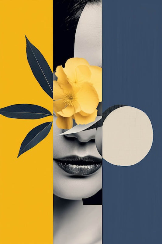Creative Digital Artwork Mixing Flower and Shapes
