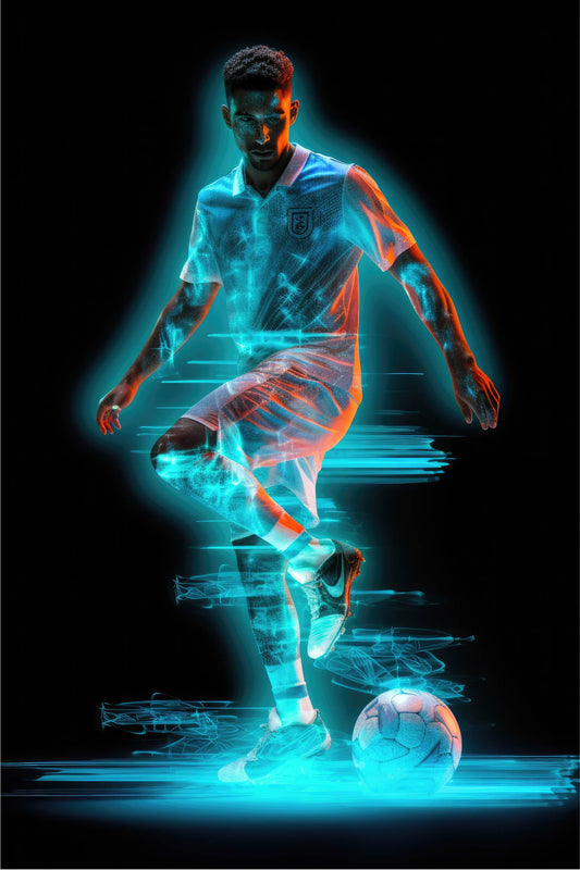 Football Digital Artwork with Futuristic Motion Effects