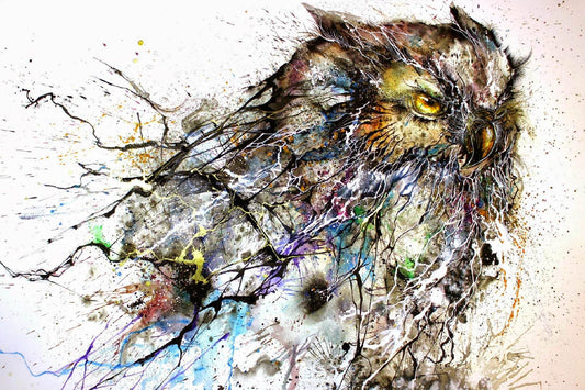 Handcrafted Style Abstract Owl Digital Artwork