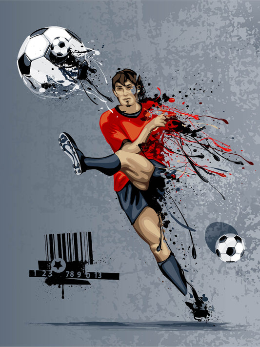 Football Digital Artwork of a Powerful Kick