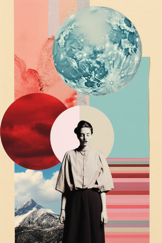 Cosmic Reflections Digital Artwork – Surreal Collage of Mind & Nature