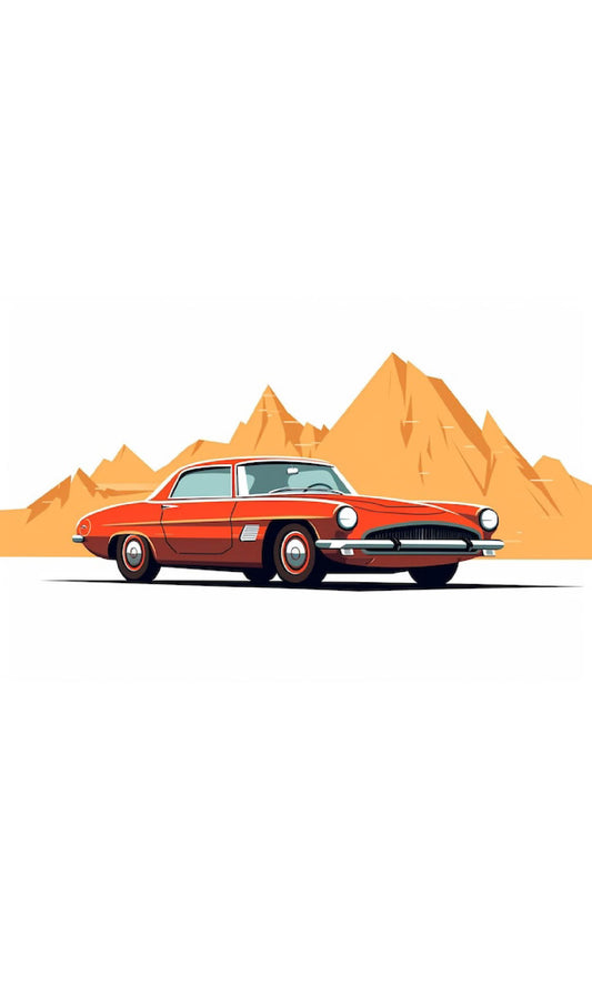 Classic Car Digital Artwork – Retro Desert Drive