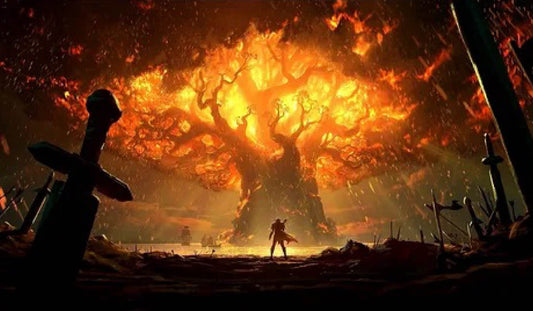 Gaming Digital Artwork - Hero’s Last Stand at the Burning Tree