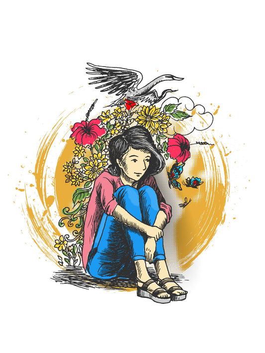 Thoughtful Girl Illustration Artwork – Aesthetic Digital Artwork