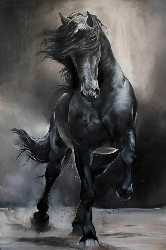 Black Horse Digital Artwork – Freedom in Motion