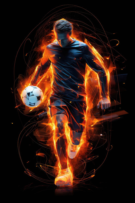 Intense Football Digital Artwork in Motion