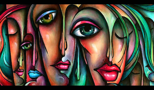 Vivid Abstract Faces Digital Artwork