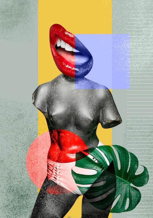 Pop Art Inspired Digital Artwork of Sculpture and Nature