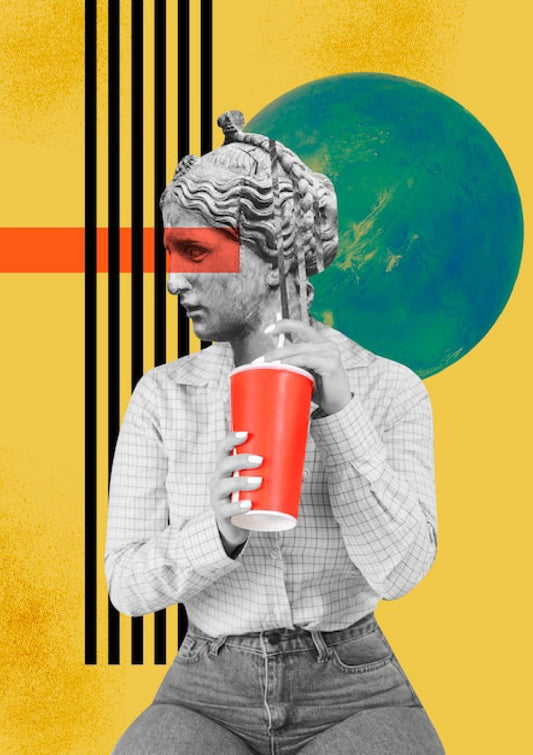 Pop Surrealism Digital Artwork Ancient Sculpture in Modern Style