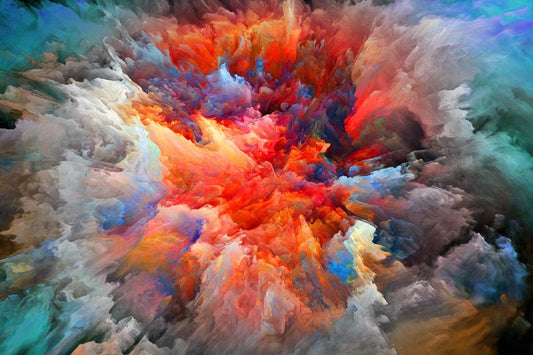Luxury Abstract Digital Artwork – Fiery Burst of Color