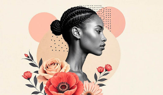 Artistic Digital Artwork of a Modern Woman with Floral Motifs