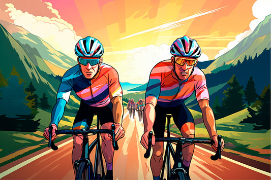Digital Artwork of Cycling Adventure in Golden Sunset