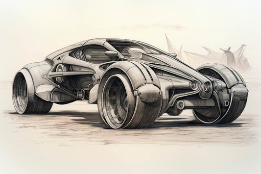 Futuristic Car Digital Artwork Concept Sketch