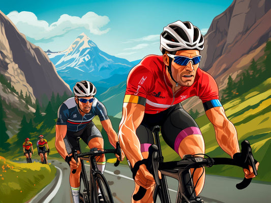 Digital Artwork of Scenic Mountain Path Cycling Race