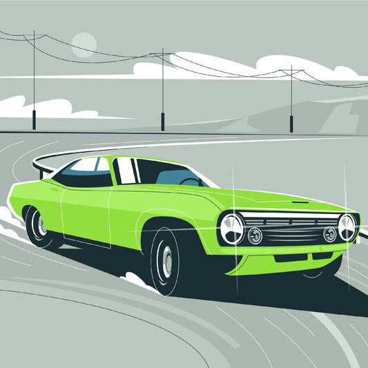 Classic Muscle Car Digital Artwork – Racing Car Illustration
