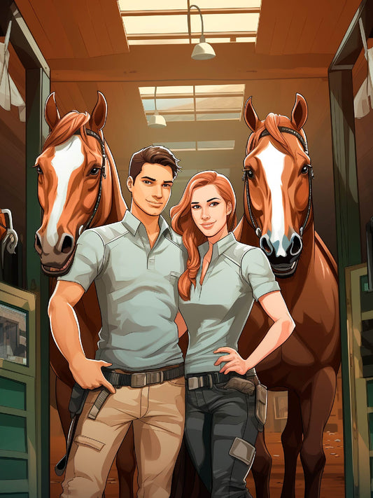Equestrian Digital Artwork Capturing Strength and Grace