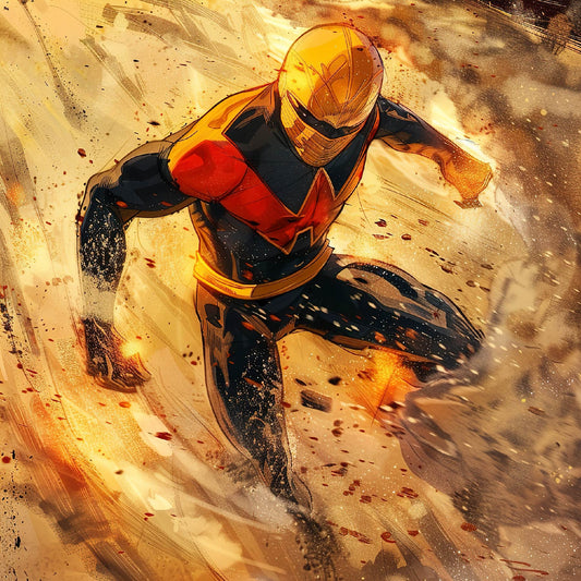 Golden Speed Superhero Digital Artwork – Comic Style Art