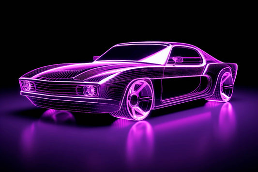 Futuristic Neon Car Digital Artwork – Cyber Glow Aesthetic