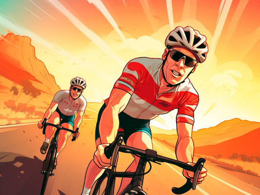 Cycling Digital Artwork of Riders Racing Under the Sunset