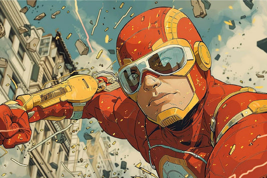 Comic Inspired Superhero Artwork – Red & Gold Hero Digital Print
